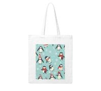 QGGHNISD Winter Christmas Penguins Canvas Tote Bag Large Reusable Shopping Bag With Double-Sided Print, 41x38cm Everyday Carry Handbag