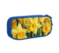 QGGHNISD Yellow Daffodils Flowers Pencil Bag, Large Capacity Double Layer with Divider Stationery Bag,Zipper Cute Printed Cosmetic Bag for School Office Travelling