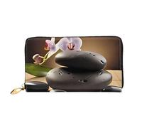 QGGHNISD Zen Stone Women's Long Leather Wallet with Zipper, Card Slots, Cash Pocket, Clutch Purse