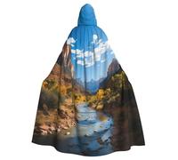 QGGHNISD Zion National Park Halloween Hooded Cloak For Adults, Long Polyester Cape With Big Hood For Cosplay, Party, Costume