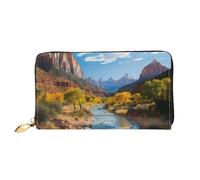 QGGHNISD Zion National Park Women's Long Leather Wallet with Zipper, Card Slots, Cash Pocket, Clutch Purse