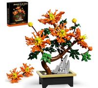 QGGQ 450PCS Chrysanthemum Building Blocks Set for Adults, Artificial Flowers Bouquet Botanicals Kit, DIY Home Decoration Kit, Flowers Plant Home Decor Gift for Mother's Day, Valentine Day, Birthday