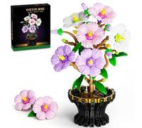 QGGQ 503PCS Hibiscus Flower Building Blocks Set for Adults, Artificial Flowers Bouquet Botanicals Kit, DIY Home Decoration Kit, Flowers Plant Home Decor Gift for Mother's Day, Valentine Day, Birthday