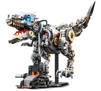 QGGQ Dinosaur Building Blocks Set, 1268 PCS Mechanical Tyrannosaurus Building Block with Light, Creative T Rex Animal Model, Compatible with Lego, Dino Toys Kit for Home Office Decor, for Adult