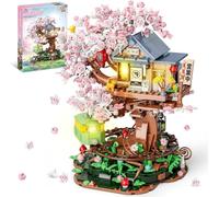 QGGQ Ideas Japan Izakayas Cherry Blossom Friends Tree House Building Blocks, Flower House Architecture Gift for 14+ Adults 1098PCS