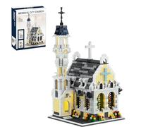 QGGQ Medieval City Gothic Cathedral Building Set-Compatible with Lego Architecture Building, MOC Castle Model with Stained Glass Windows & Interior Details