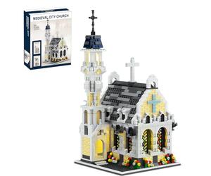 QGGQ Medieval City Gothic Cathedral Building Set-Compatible with Lego Architecture Building, MOC Castle Model with Stained Glass Windows & Interior Details