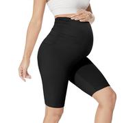 QGGQDD Maternity Biker Shorts Over Belly High Waisted for Pregnancy Yoga Workouts(Black,Medium)
