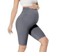 QGGQDD Maternity Biker Shorts Over Belly High Waisted for Pregnancy Yoga Workouts Dark Grey