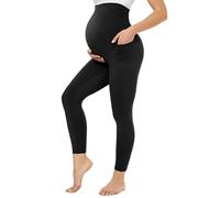QGGQDD Maternity Leggings Over Bump with Pockets High Waisted Pregnancy Leggings for Women Gym Yoga Pants(Black,XXL)