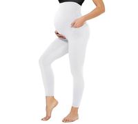 QGGQDD Maternity Leggings Over Bump with Pockets High Waisted Pregnancy Leggings for Women Gym Yoga Pants(White,M)