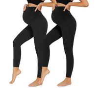 QGGQDD Maternity Leggings Over Bump with Pockets High Waisted Pregnancy Leggings for Women Gym Yoga Pants(Black*2,M)