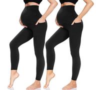 QGGQDD Maternity Leggings Over Bump with Pockets High Waisted Pregnancy Leggings for Women Gym Yoga Pants(Black*2,4XL)