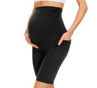 QGGQDD Short Maternity Leggings with Pockets Maternity Cycling Shorts Women's Maternity Trousers Short Pregnancy for Pregnant Women, black, S