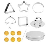 QGGTQG Cookie Cutters for Korean Dalgona Biscuits, Pack of 8, Korea Game Biscuit Cutters, Octopus Games, Cookie Cutters Set, Stainless Biscuits Moulds, Umbrella, Triangle, Star, Round Shape (A)