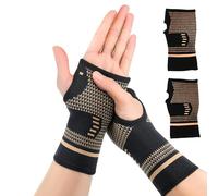 QGH 1 Pair Copper Compression Wrist Braces For Left And Right Hands