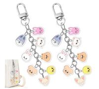 QGH 2 Pieces Stray Keychain Cartoon Animal Keyring - Stray Key Ring Accessories for Backpacks, Bags, Phones - Stray Kids Merch for Fans, Party Favors, Gifts