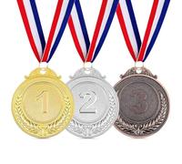 QGH 3 Pcs Metal Medals, Gold Silver Bronze Award Medals for Kids and Adults, Winner Medals with Neck Ribbons, Ideal for Sports Events, Competitions, and Classroom Rewards, 1st 2nd 3rd Place Medals