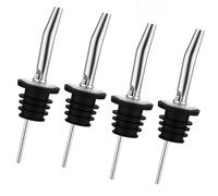 QGH 4 Pcs Bottle Pourers for Spirits, Stainless Steel Speed Pourers, Olive Oil Pourer, Oil Pourer Spout, Leak-Proof & Easy-to-Clean Wine Pourer Spout with Dust Caps - Ideal for Olive Oil, Spirits