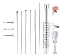 QGH 7 PCS Piercing Ball Grabber Kit - Stainless Steel Nose Piercing Kit with Taper Insertion Tools - 16G 18G Jewellery Changing Tools for Ear and Nose
