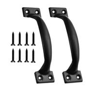 QGH 98mm Black Gate Handles - 2 PCS Shed Door Handles with 8 Screws - Gate Handle D-Handles - Shed Door Pull Handle for Wooden Gates, Cabinets & Furniture - Indoor Outdoor Use