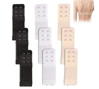 QGH Bra Extenders 2 Hooks for Women: 9 Pcs Elastic Bra Strap Extender with 3 Rows for Daily Wear - Soft Comfortable Extensions Ideal for Plus Size (Black, White, Skin Colors)