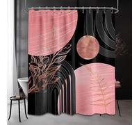 QGHOT Black and Pink Shower Curtain Boho Mid Century Dark Pink and Gray Shower Curtains for Bathroom Decor, Waterproof Cloth Fabric with Hooks, 70" W x 84" L