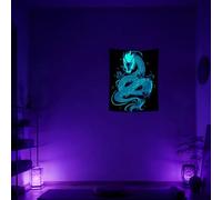 QGHOT Blacklight Dragon Tapestry Wall Hanging, Cool Japanese Tapestry Black Light Asian Glow in the Dark Dragon Backdrop Uv Viking Tapestry for Boys Bedroom Mens Room Wall Art Deocr (28.7"x37.4")