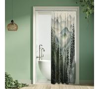 QGHOT Green Forest Small Shower Curtain Stand Up Stall Shower Curtains Rv Narrow Nature Rustic Woodland Pine Tree Bathroom Decor, Waterproof Cloth Fabric with Hooks 36''W X 72''L
