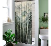 QGHOT Green Forest Small Shower Curtain Stand Up Stall Shower Curtains Rv Narrow Nature Rustic Woodland Pine Tree Bathroom Decor, Waterproof Cloth Fabric with Hooks 36''W X 72''L