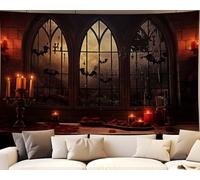 QGHOT Halloween Tapestry Wall Hanging Horror Castle Window Tapestry Gothic Spooky Backdrop Vampire Medieval Tapestries for Bedroom Living Room Dorm Wall Art Decor (90.6"x70.9")