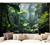 QGHOT Jungle Tapestry Wall Hanging Tropical Rainforest Backdrop Green Palm Leaves Tapestry Extra Large Forest Wall Art for Bedroom Living Room Office Deco 51.2" L x 59.1" W