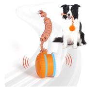 QGI Interactive Dog Toy, Random Trajectory Automatic Moving Dog Toy Ball with Straps for Small Medium Large Dogs, Durable Electric Tough Motion Activated Dog Ball Toy to Keep Them Busy (Orange-White)