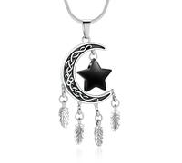 QGJNSGC Cremation Jewellery Dream Catcher Urn Necklaces for Ashes Moon Star Feather Keepsake Gift Celtic Knot Ash Pendant for Women and Men, one size, Stainless Steel, Cubic Zirconia