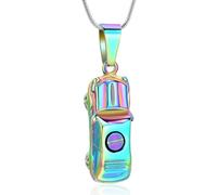 QGJNSGC Cremation Jewelry Car Urn Necklace for Ashes Stainless Steel Keepsake Memorial Ash Pendant for Men Women Gifts, Stainless Steel, Cubic Zirconia