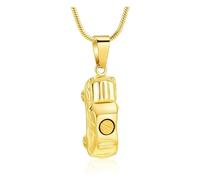 QGJNSGC Cremation Jewelry Car Urn Necklace for Ashes Stainless Steel Keepsake Memorial Ash Pendant for Men Women Gifts, Stainless Steel, Cubic Zirconia
