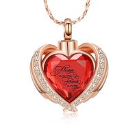 QGJNSGC Cremation Jewelry for Ashes Pendant Crystal Heart Urn Necklace Keepsake Urn Memorial Pendant Ash Holder, Stainless Steel, Cubic Zirconia