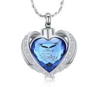 QGJNSGC Cremation Jewelry for Ashes Pendant Crystal Heart Urn Necklace Keepsake Urn Memorial Pendant Ash Holder, Stainless Steel, Zircon