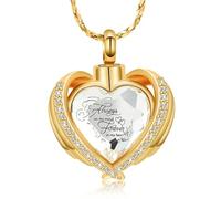 QGJNSGC Cremation Jewelry for Ashes Pendant Crystal Heart Urn Necklace Keepsake Urn Memorial Pendant Ash Holder, Stainless Steel, Cubic Zirconia