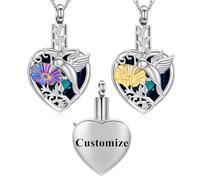 QGJNSGC Cremation Jewelry Hummingbird Urn Necklace for Ashes Necklace for Human Ashes Keepsake Memorial Cross Urn Necklaces for Ashes of Loved Ones Cat Pet (Customize)