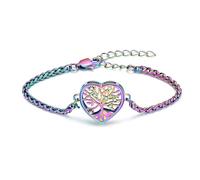 QGJNSGC Cremation Jewelry Tree of Life Heart Urn Bracelet for Human Ashes for Women Men Adjustable Memorial Keepsake Link Bracelet