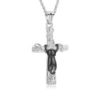 QGJNSGC Cross Urn Necklace for Ashes Cross Necklace Pendant Cat Cremation Jewelry Stainless Steel Christians Memorial Keepsake Pet Urn Ash Pendant Ashes Necklace for Men, Stainless Steel, No Gemstone