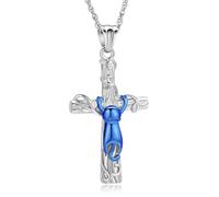 QGJNSGC Cross Urn Necklace for Ashes Cross Necklace Pendant Cat Cremation Jewelry Stainless Steel Christians Memorial Keepsake Pet Urn Ash Pendant Ashes Necklace for Men, Stainless Steel, No Gemstone