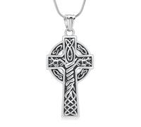 QGJNSGC Cross Urn Necklace for Ashes for Men Celtic Knot Cremation Jewelry Keepsake Necklace Tree fo Life Memorial Pendant for Ashe Holder, Stainless Steel, No Gemstone