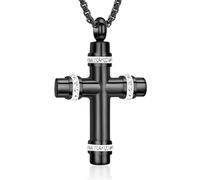 QGJNSGC - Cross Urn Necklace for Ashes Memorial Pendant Cremation Jewelry Ashes with Mini Keepsake Necklaces Lord's Prayer Gift Cross Ashes Holder, Una talla, Stainless Steel, No Gemstone