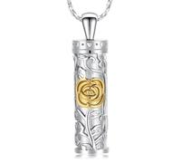 QGJNSGC Flower Celtic Cremation Jewelry Necklace Roseflower Cylinder Bar Urn Necklace for Ashes Urn Pendant Necklace Keepsake Memorial Lockets for Ashes for Women Men, Stainless Steel, No Gemstone