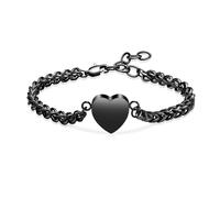 QGJNSGC Heart Shaped Cremation Urn Cremation Ashes for Women Men Adjustable Keepsake Bracelet Jewelry Chain with Urn, Große, Stainless Steel, No Gemstone