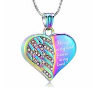 QGJNSGC Heart Urn Necklace for Ashes for Women Men Angle Wings Cremation Jewellery Keepsake Pendant Memorial Locket Ash Holder Forever In My Heart