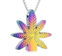 QGJNSGC Maple Leaves Urn Necklace for Ashes Foliage Cremation Jewelry Stainless Steel Cremation Jewelry Memorial Necklace Human Ashes Keepsake Pendant, Stainless Steel, No Gemstone