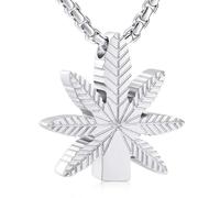 QGJNSGC Maple Leaves Urn Necklace for Ashes Foliage Cremation Jewelry Stainless Steel Cremation Jewelry Memorial Necklace Human Ashes Keepsake Pendant, Stainless Steel, No Gemstone